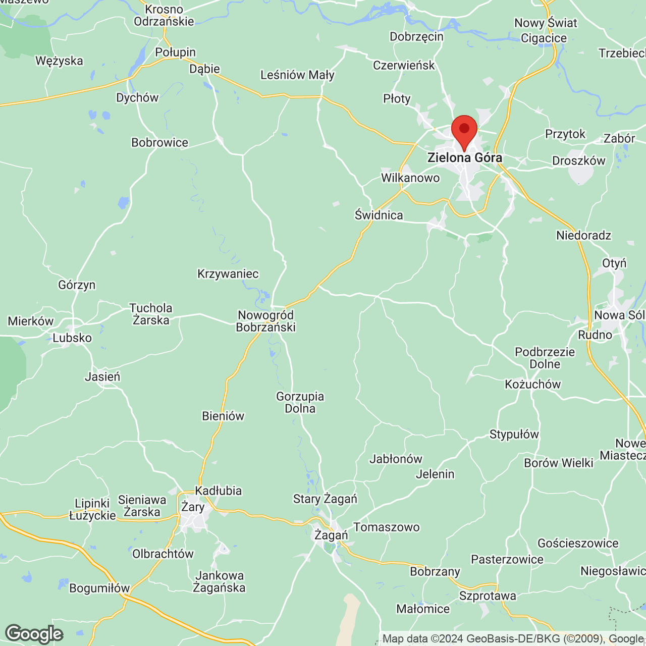 Mapa lokaliacji Wełna Żary